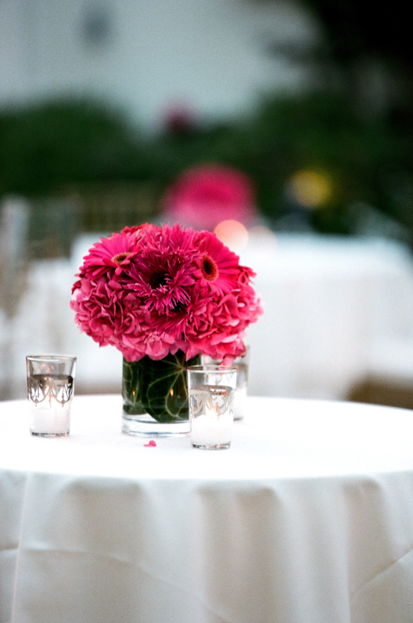 dark pink wedding flower centerpiece photo by Yvette Roman Photography